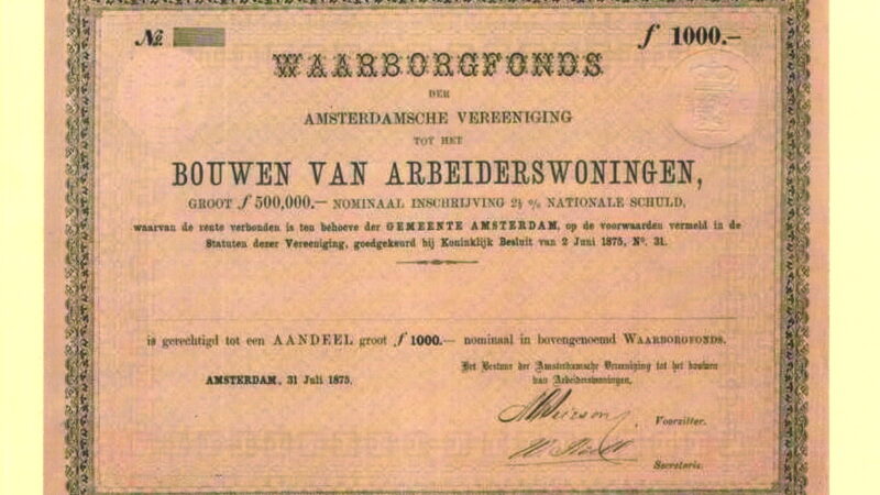 채권 관련 실사 또는 그래픽 이미지: AVA Aandeel 1000 Gulden 1875
