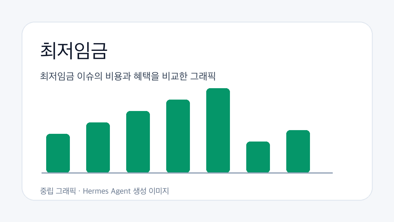 최저임금 이슈의 비용과 혜택을 비교한 그래픽