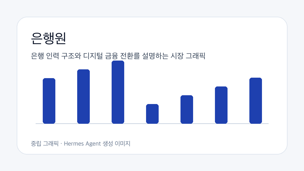 은행 인력 구조와 디지털 금융 전환를 설명하는 시장 그래픽