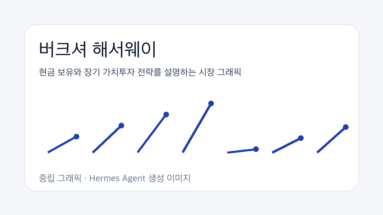 현금 보유와 장기 가치투자 전략를 설명하는 시장 그래픽