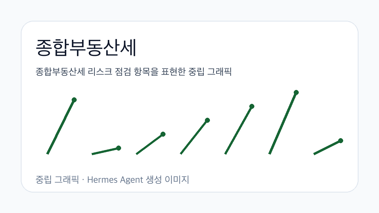 종합부동산세 리스크 점검 항목을 표현한 중립 그래픽