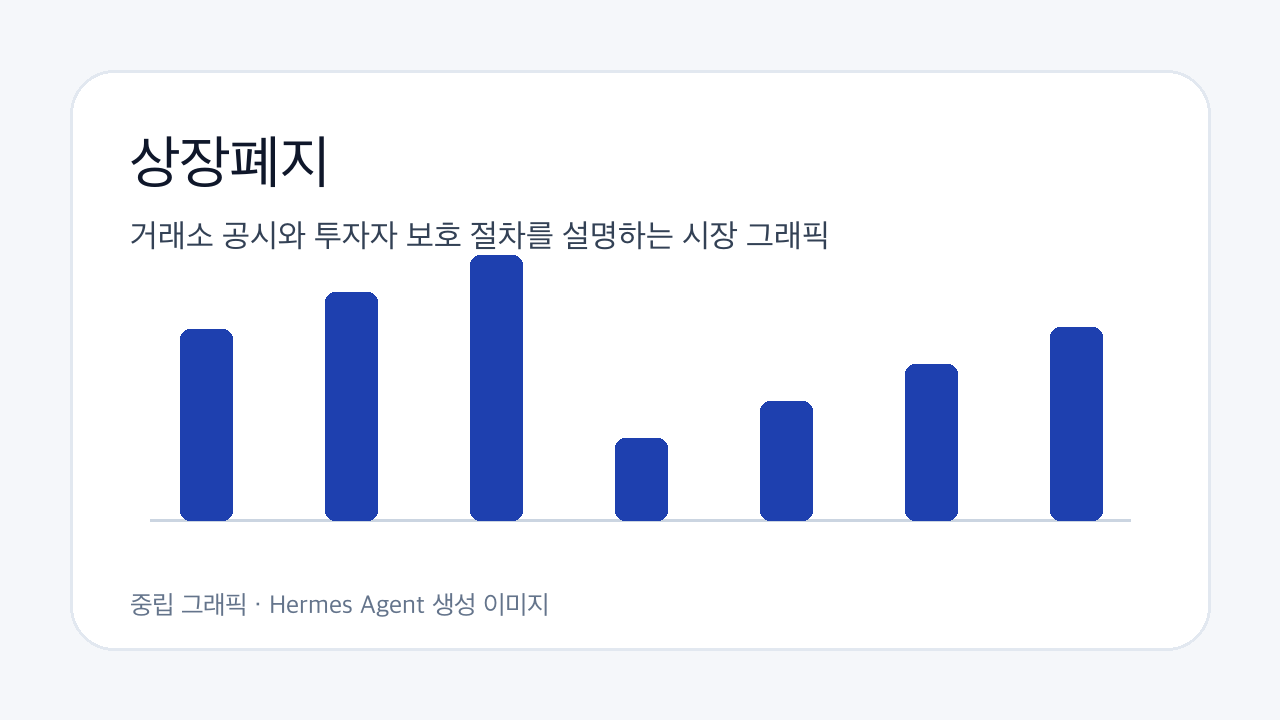 거래소 공시와 투자자 보호 절차를 설명하는 시장 그래픽