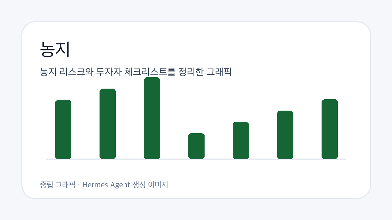 농지 리스크와 투자자 체크리스트를 정리한 그래픽
