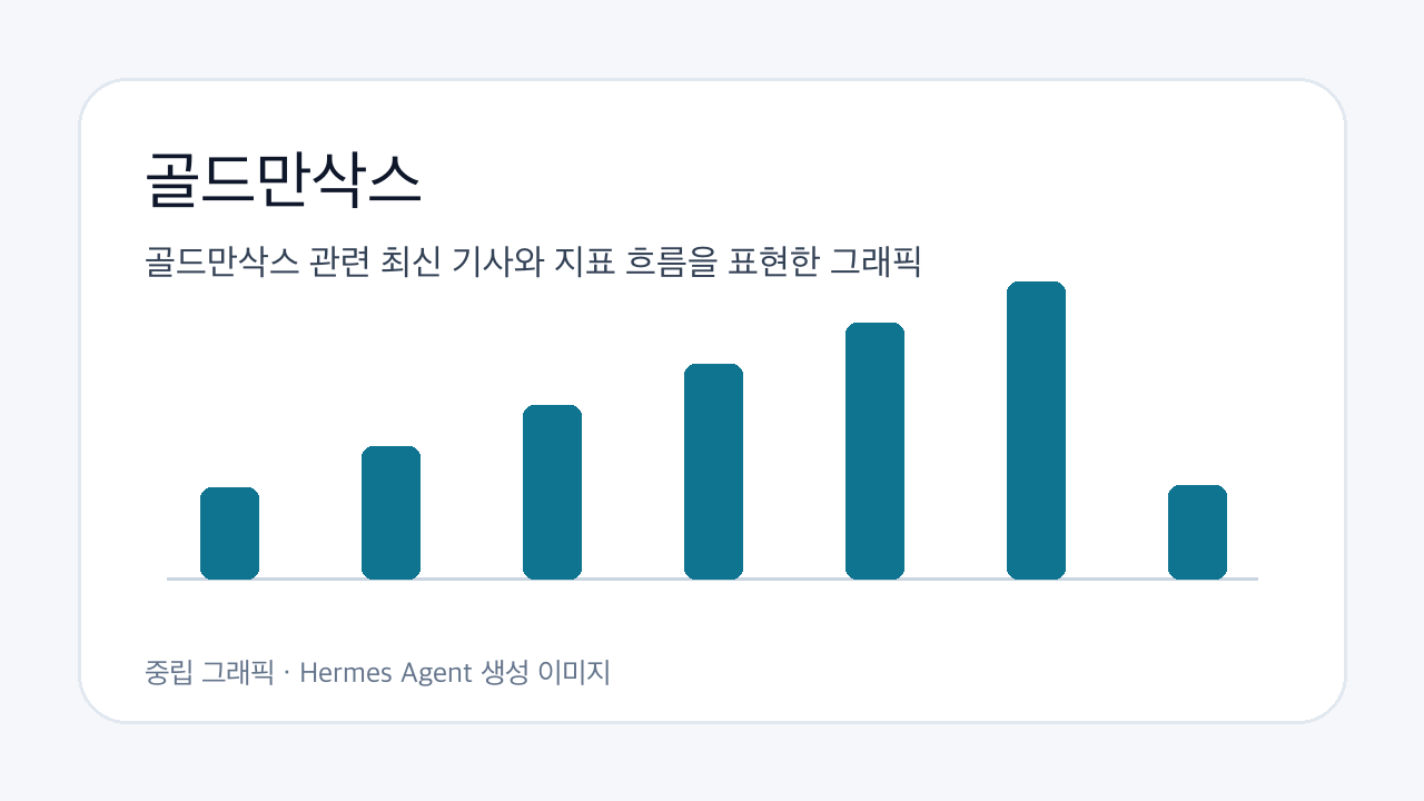 골드만삭스 관련 최신 기사와 지표 흐름을 표현한 그래픽