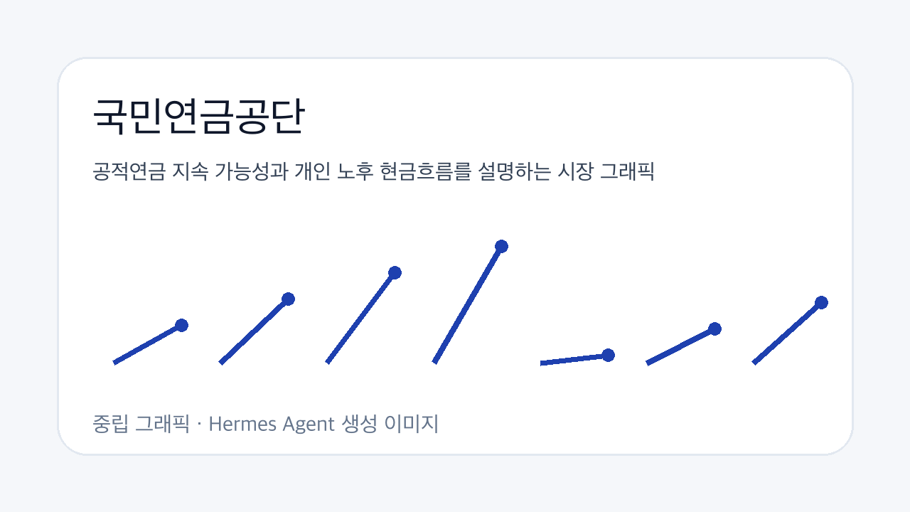 공적연금 지속 가능성과 개인 노후 현금흐름를 설명하는 시장 그래픽