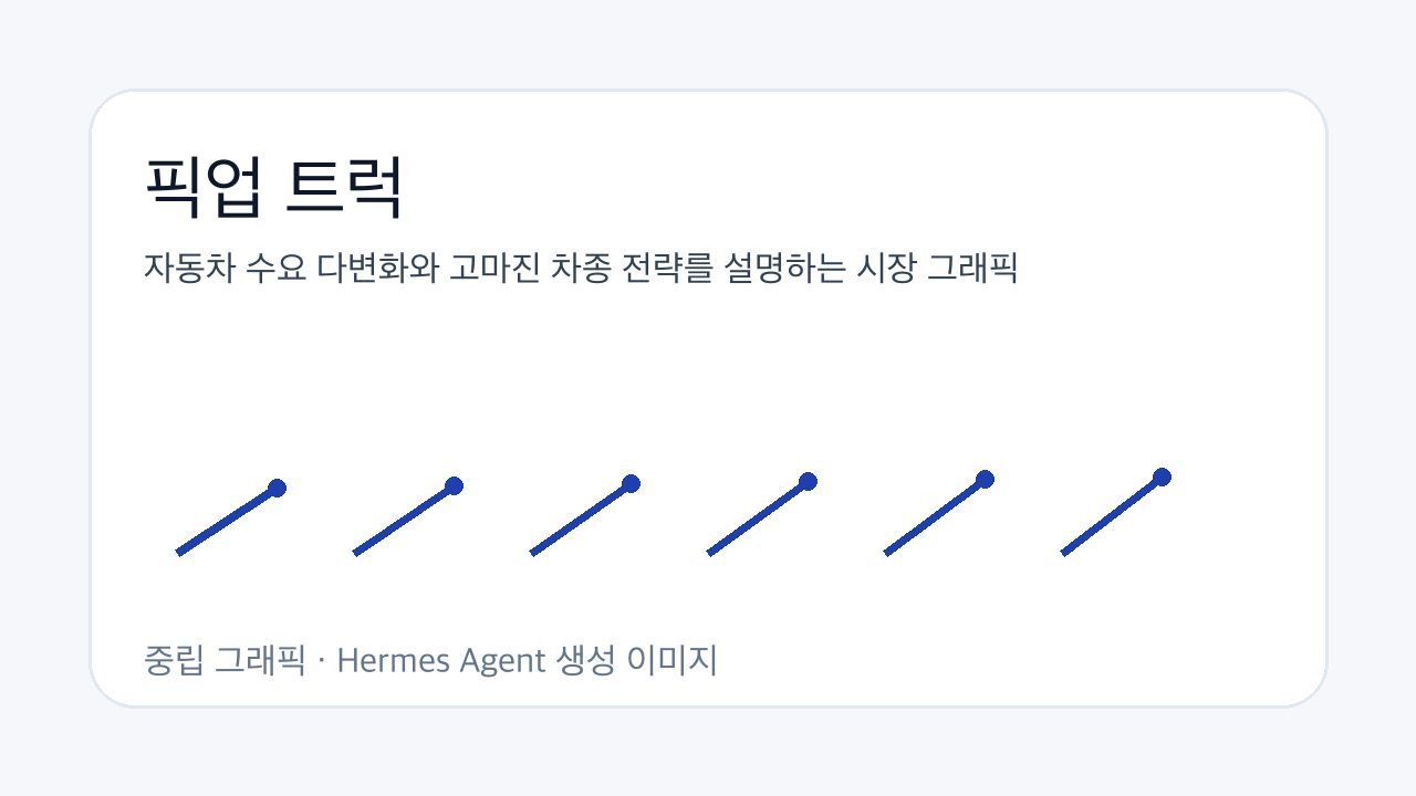 자동차 수요 다변화와 고마진 차종 전략를 설명하는 시장 그래픽