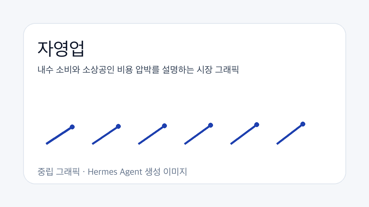 내수 소비와 소상공인 비용 압박를 설명하는 시장 그래픽